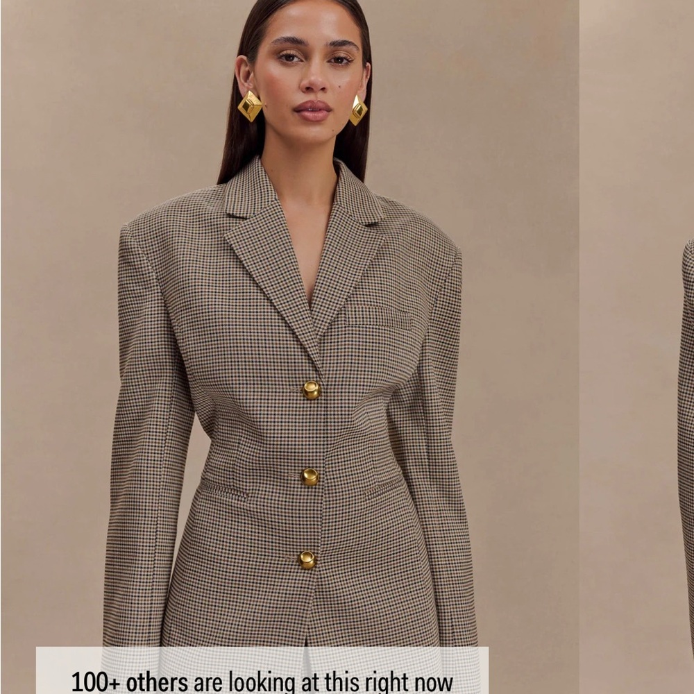 Meshki Mila - Shaped Blazer - Tan Check in Medium